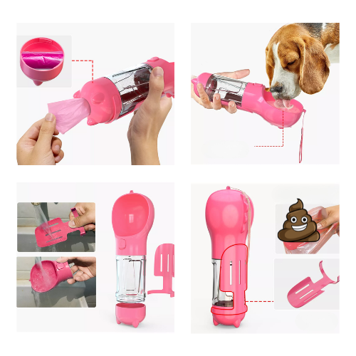 4 in 1 Portable Dog Water Bottle for Your Next Travel/Adventure